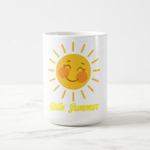 Café Taza de dos tonos Hello Summer Sunburst, 15 oz
