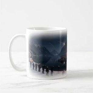 Café Taza de drama de reflejo de fuego del lago alpino
