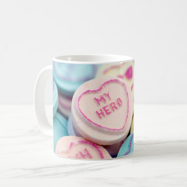 Café Taza de dulces de corazón de amor "Mi héroe" (Anverso izquierdo)