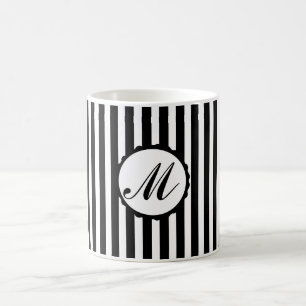 Café Taza de encargo blanca del monograma del negro