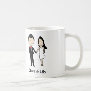 Café Taza de encargo casada jóvenes del dibujo animado
