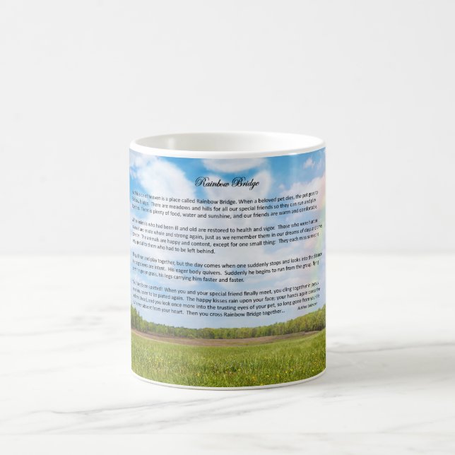 Café Taza de encargo del puente del arco iris, perro (Centro)