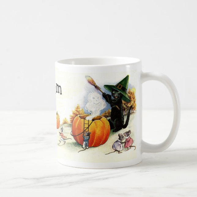 Café Taza de encargo personalizada linda de Halloween (Derecha)