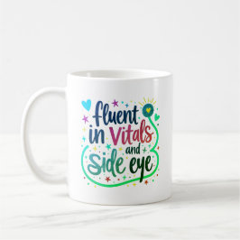Café Taza de enfermera Pastel de Ojo de Lado y Vitales 