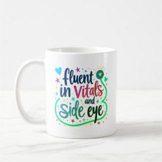 Café Taza de enfermera Pastel de Ojo de Lado y Vitales 