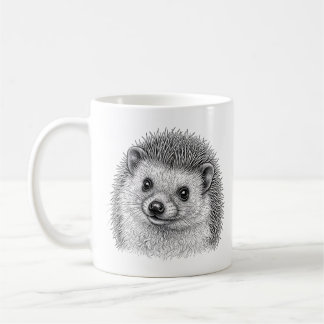 Café Taza de erizo de tinta negra y blanca