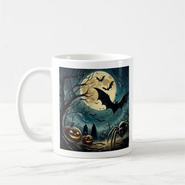 Café Taza de escena de noche de Halloween (Izquierda)