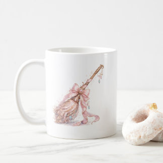 Café Taza de Escoba de Bruja Encantada Rosa
