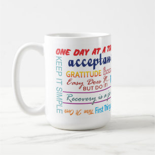 Café taza de eslóganes de recuperación de 12 pasos 25z