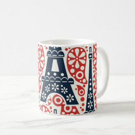 Café Taza de esmalte Paris Folk Floral
