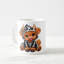 Café Taza de esqueleto de vaca Highland de Halloween