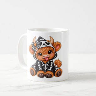 Café Taza de esqueleto de vaca Highland de Halloween