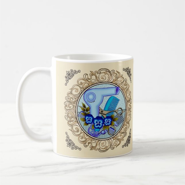 Café Taza de esteticista Fancy Blue Pansy (Izquierda)