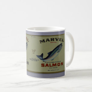 Café taza de etiqueta de salmón sockeye de Alaska de la