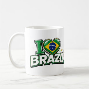 Café Taza de fanático de fútbol patriótico 'Amo Brasil'