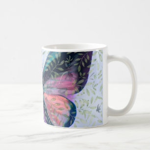 Café Taza de fantasía de jardín de mariposas