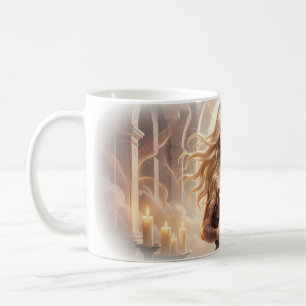 Café Taza de fantasía de pareja abrazada a la luz de la