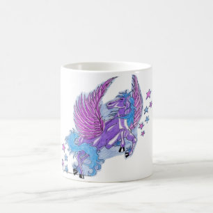 Café Taza de fantasía de Pegasus púrpura