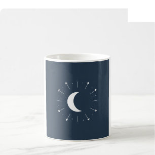 Café Taza de fase lunar celestial - Azul marino y plata