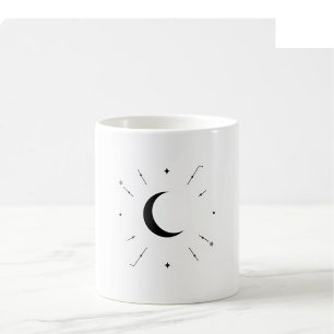 Café Taza de fase lunar celestial - Mono y plata