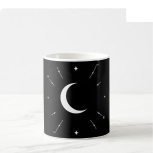 Café Taza de fase lunar celestial - Negro y Blanco (env