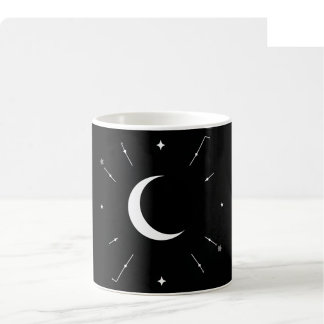 Café Taza de fase lunar celestial - Negro y Blanco (env