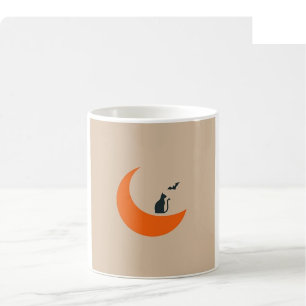 Café Taza de fase lunar de Halloween - Naranja y ónix