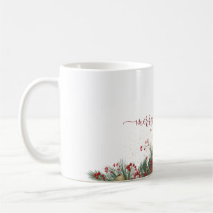 Café Taza de Feliz Navidad con Borde Floral