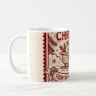 Café Taza de Feliz Navidad — Sello de Goma Rojo Vintage