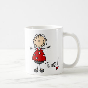 Café Taza de figura de palitos esperando gemelos