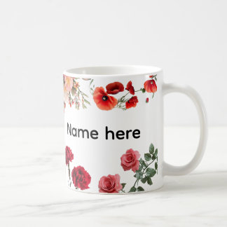 Café Taza De Flor Con Nombre Personalizado