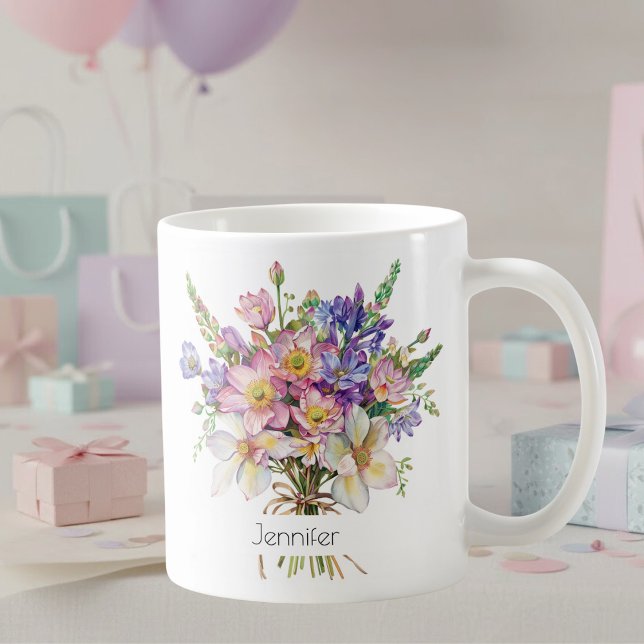 Café Taza de Flor de Cumpleaños de Julio Delphiniums Mo (Subido por el creador)