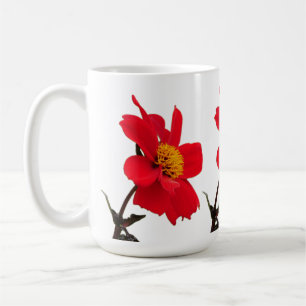 Café Taza de flor de dalia roja