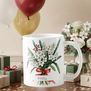 Café Taza de flor de nacimiento de diciembre   Acebos