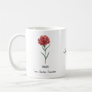 Café Taza de flor de nacimiento de enero – Clavel