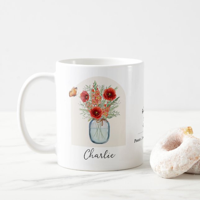 Café Taza de Flor del Mes de Cumpleaños de Agosto (Con donut)