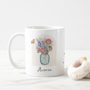 Café Taza de flor del mes de nacimiento de julio