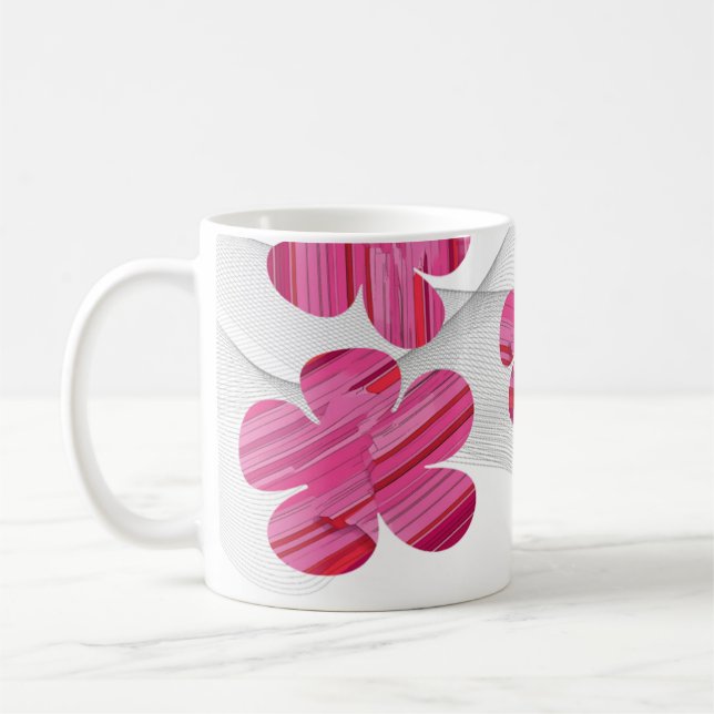 Café Taza de flor geométrica rosa (Izquierda)