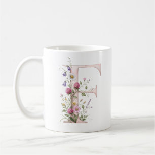Café Taza de Flor Silvestre con Letra F