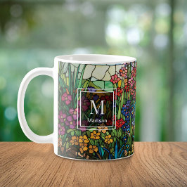 Café Taza de flor silvestre de vidrio emplomado persona