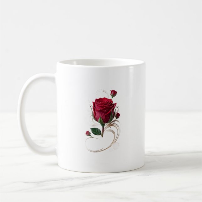 Café Taza de flores de rosa (Izquierda)