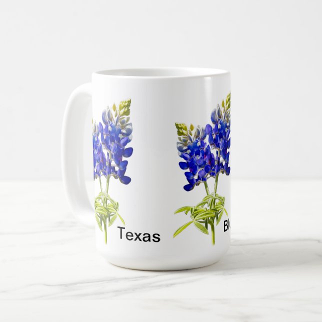 Café Taza de flores de Texas Bluebonnet (Anverso izquierdo)
