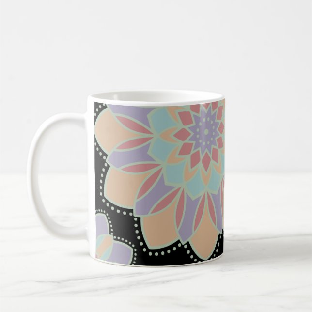 Café Taza de flores mandala pastel (Izquierda)