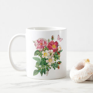 Café Taza de flores rosadas vintage