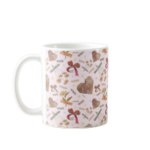 Taza de flores vintage y corazones de papel