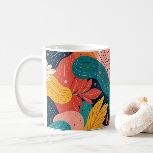 Café Taza de flujo floral caprichoso (Con donut)