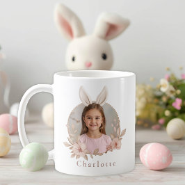 Café Taza de foto de conejo de Pascua personalizada par