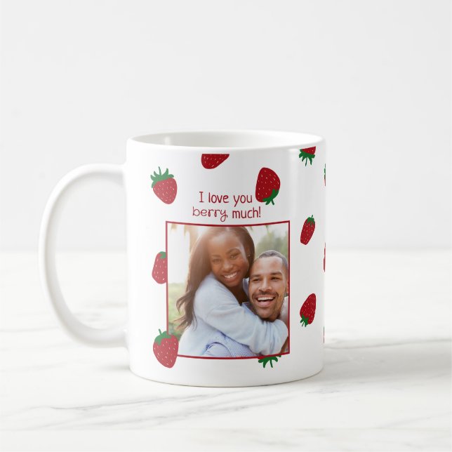 Café Taza De Foto De Fresa Te Amo Mucho (Izquierda)