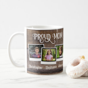 Café Taza De Foto De Mamá Orgullosa Mamá 3 Hijos Día De
