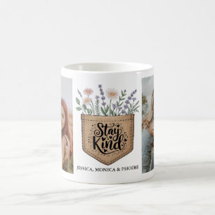 Café Taza de foto floral de bolsillo "Sé amable"